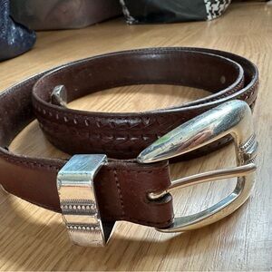 ONYX by Brighton Brown Braided Leather Silver Golfer belt Sz38